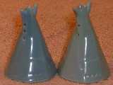 Teepee shakers glazed clay blue